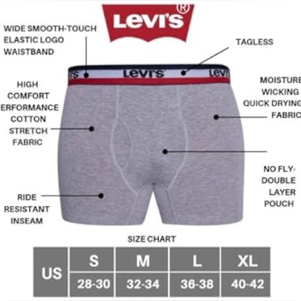 Levi’s 3-PK Microfiber Performance Boxer Briefs LG NWT - Picture 2 of 10